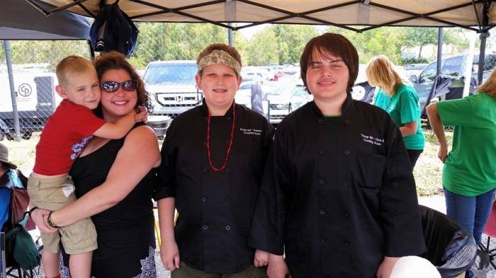 Sponsor Erica Kobloth with Captain Andrew W., and cook Christopher S.